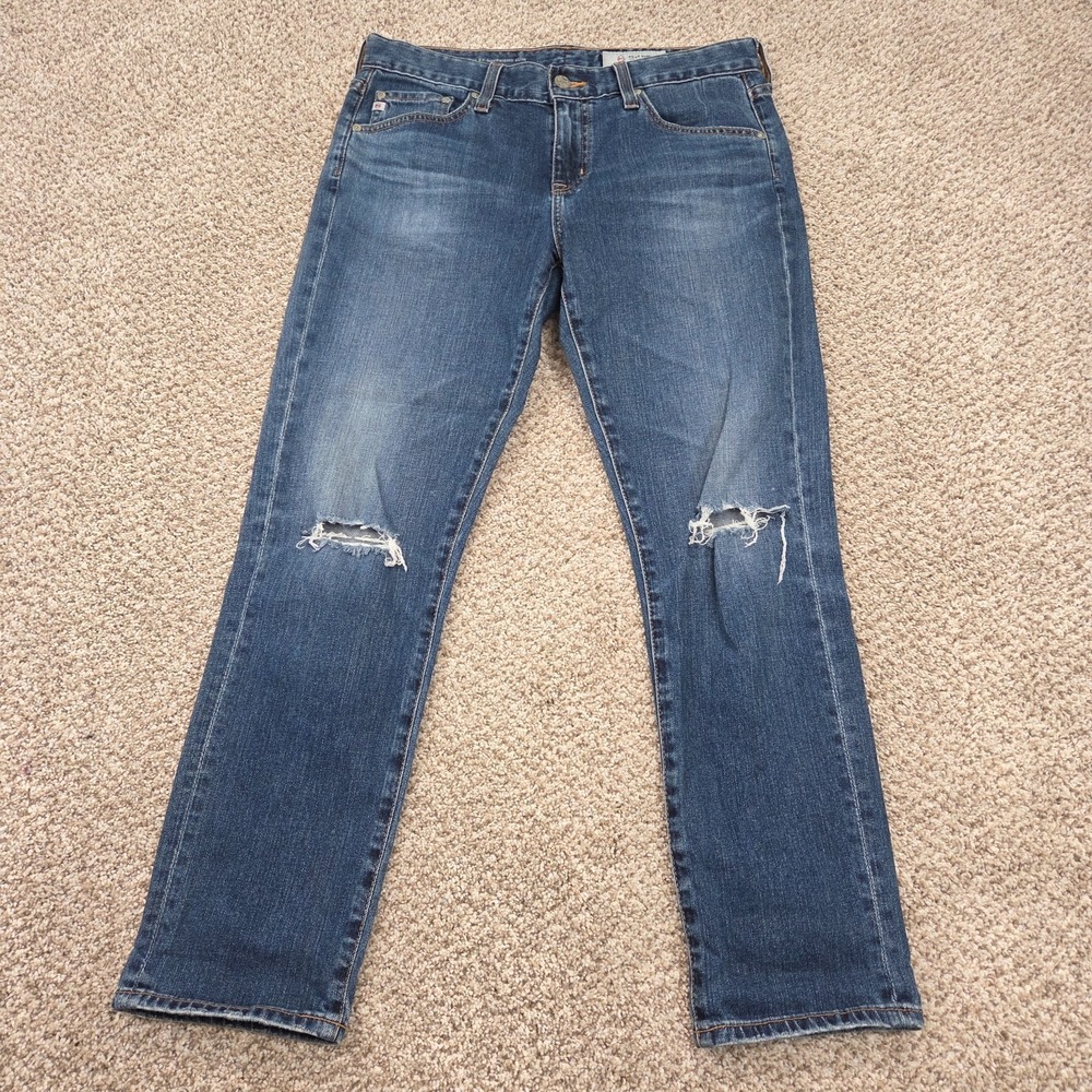 AG Adriano Goldschmied Women Ex-Boyfriend Slouchy Slim Jeans Blue 27R Distressed